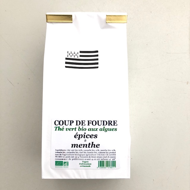 Organic green tea Coup de Foudre 90 g, with mint, rosemary, cinnamon and seaweed